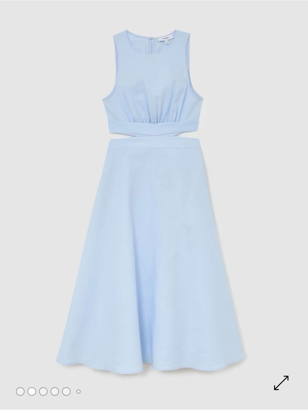 REISS Hazel Linen-Cotton Cut-Out Midi Dress in Blue 2026SS - Picture 2 of 7
